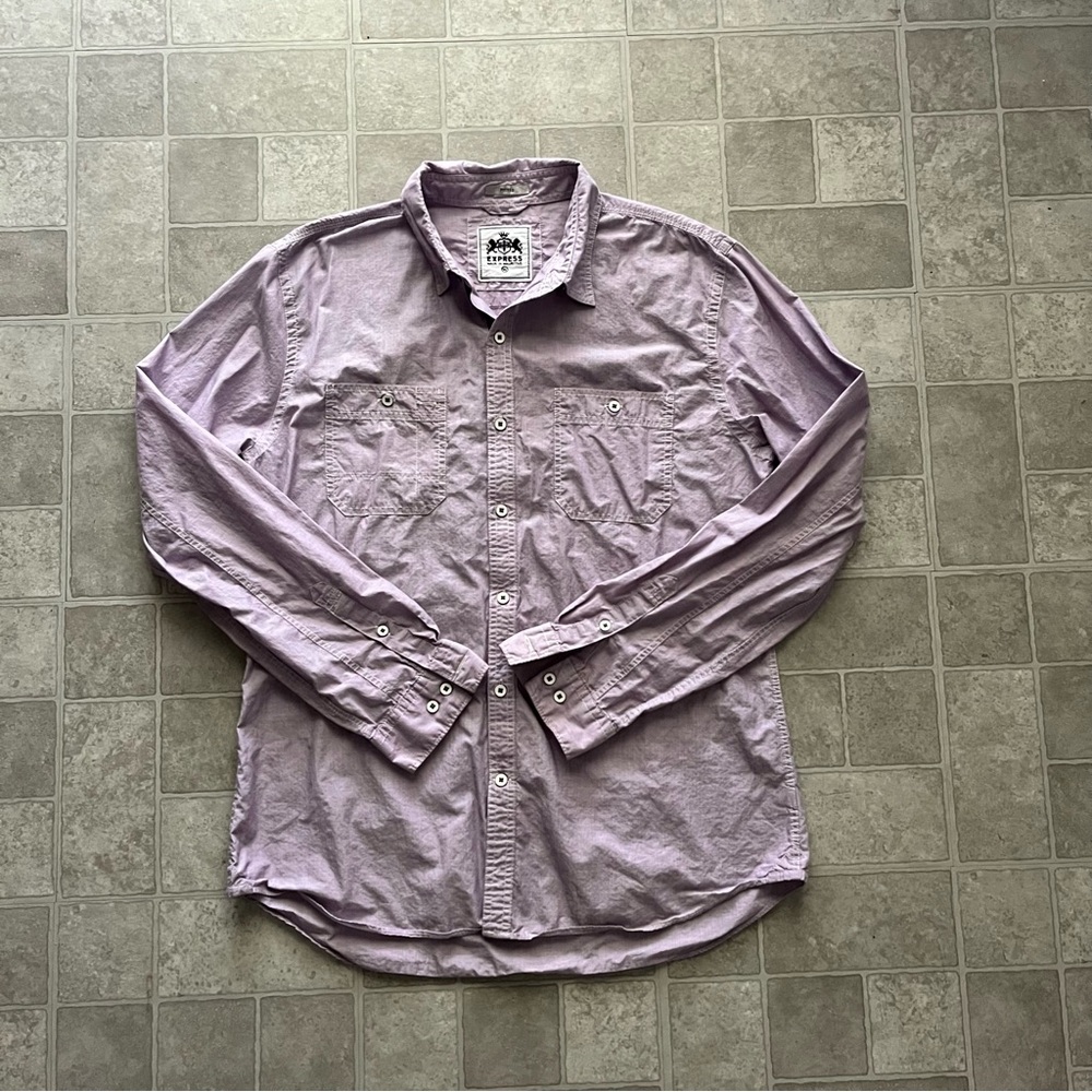 Express Purple Casual Button Down Shirt